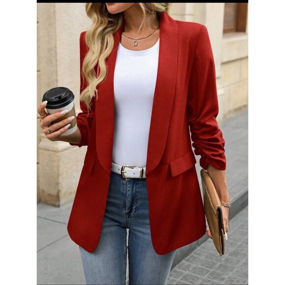 Lapel collar blazer jacket white minimalist business - Picture 5 of 11